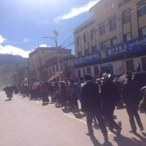 About 100 Tibetans stage a non-violent protest march to Nangchen County government office