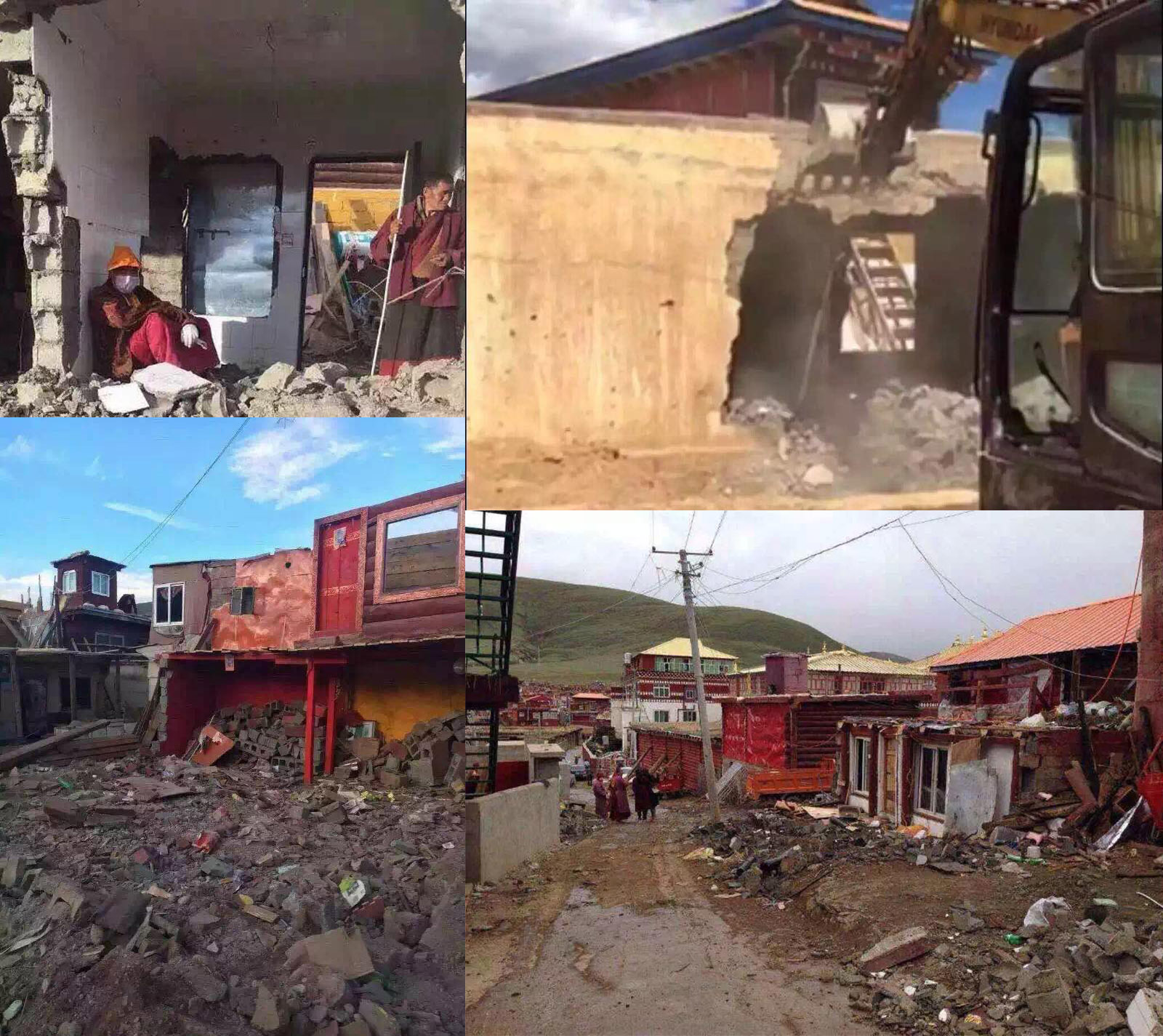 Recent photos of housing destroyed by residents themselves before the arrival of government demolition crew at Yachen Gar