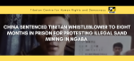 China sentenced Tibetan whistleblower to eight months in prison for protesting illegal sand mining in Ngaba China sentenced Tibetan whistleblower to eight months in prison for protesting illegal sand mining in Ngaba